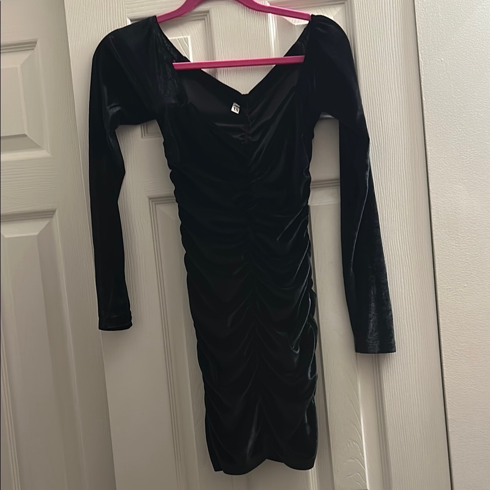 SHEIN Black Asymmetrical Ruched Bodycon Dress